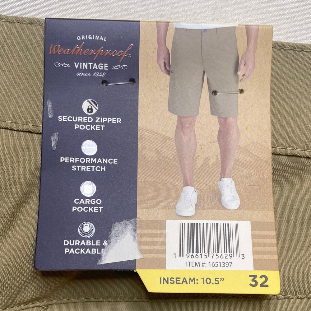 Original Weatherproof Vibtage Men's Cargo Shorts‎ in Khaki - Picture 2 of 9